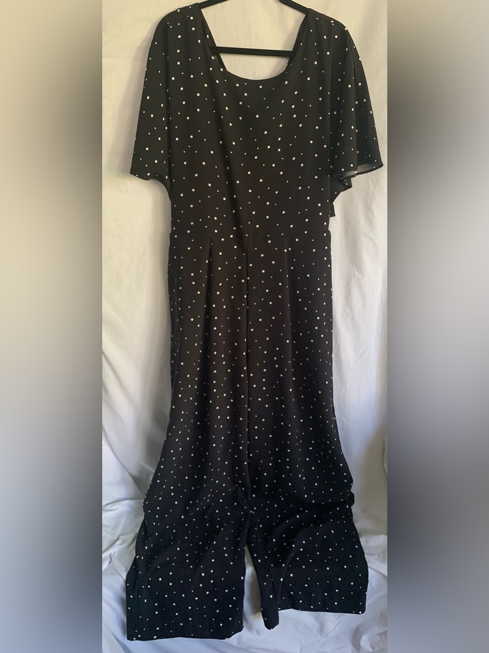 Madison Black and White Polka Dot Wide-Leg Jumpsuit